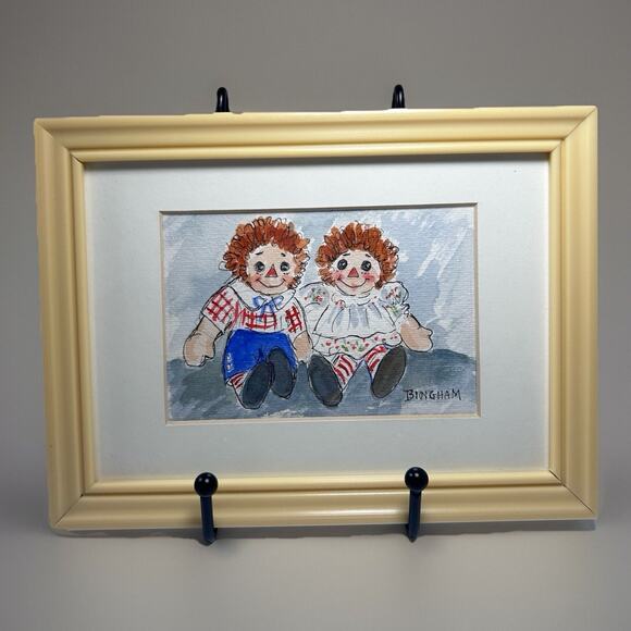 Raggedy Ann & Andy Original Watercolor signed Bingham Framed - Picture 1 of 6